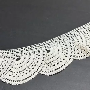 Vintage Häkelspitze überbackene Baumwollborte 3 1/2" breit 6 Yards cremeweiß Nähen Handwerk - Bild 1 von 10