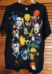 Vintage Marvel T Shirt Men's Medium (38-40)Black Mad Engine Spider-Man Wolverine - Picture 1 of 5