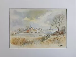 Beautiful Village Scene Original Framed Watercolour Painting Peaceful Landscape - Picture 1 of 8