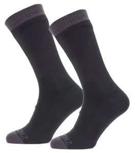 Sealskinz Waterproof Warm Weather Mid Length Sock (Black / Grey) - Medium - Picture 1 of 2