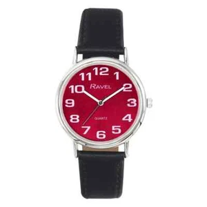 Reloj clásico de fácil lectura con esfera roja grande para caballero/unisex - de Ravel R0105 .51.1 - Imagen 1 de 1
