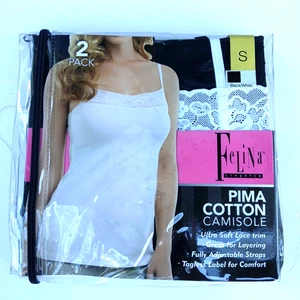 Felina 2er Pack Pima Cotton Camisole Tank Lace Black White Size S Tagless Label - Bild 1 von 7