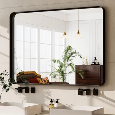 30"x48" Wall Mirror for Bathroom Black Aluminum Alloy Frame Rectangular Wall ... - Image 1 of 4