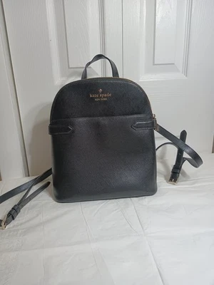 Kate Spade Staci Medium Black Saffiano Leather Dome Shoulder Backpack Bookbag - Image 1 of 4