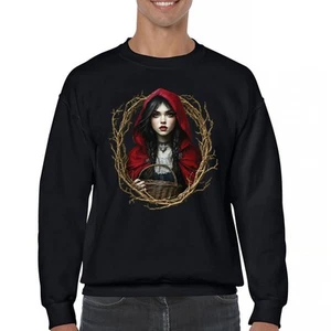 Storybook Red Riding Hood Sweatshirt Gothic Fairytale Cute Little Girl Crewneck - Picture 1 of 50