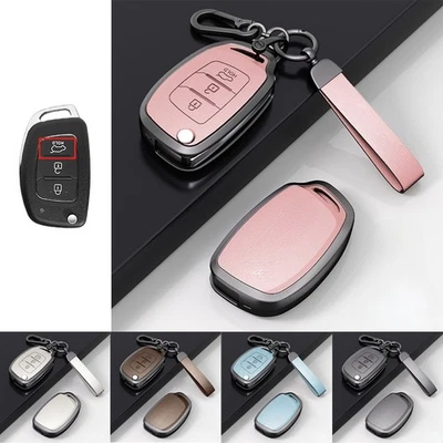 Zinc Alloy Leather Car Smart Key Case Cover For Hyundai IX35 Sonata Elantra IX40 - Image 1 of 4