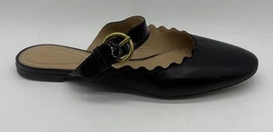 Chloe Lauren Flat Scalloped Mary Jane Pantoletten Schwarz Leder Größe EU 37 US 7 - Bild 1 von 9
