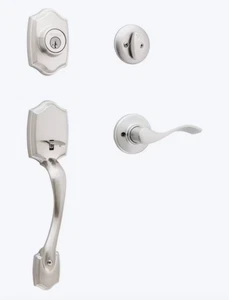 Kwikset Belleview Satin Nickel einzelner Riegel gleichschließend Eingangstürgriffe Set mit B - Bild 1 von 1