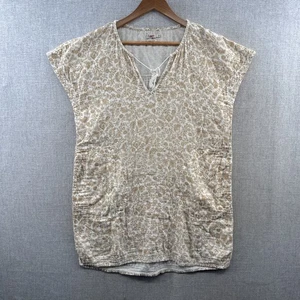 Faherty Baumwollgaze Shirtkleid Damen Large Gold Blumen Ärmellos Bindeband Ausschnitt - Bild 1 von 15