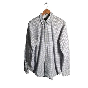Ralph Lauren Camicia Uomo Taglia L Bottoni Blu Check Manica Lunga Classica - Foto 1 di 9