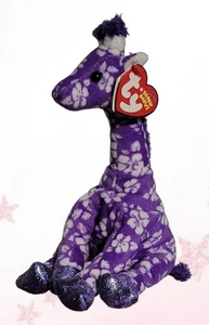 💜 SUNNIE 💜 2006 TY Beanie Babys lila Giraffe - neu mit Etikett - Bild 1 von 6