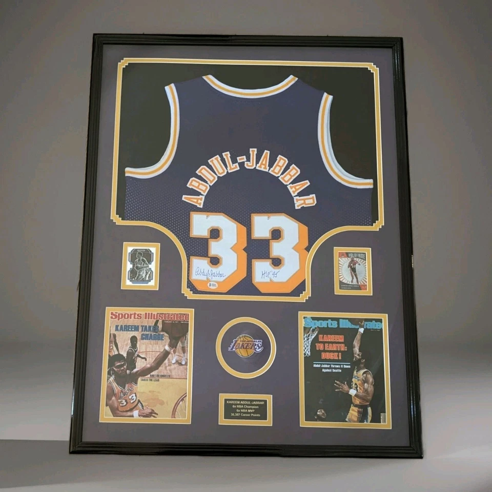 KAREEM ABDUL-JABBAR Signed Framed Jersey Authenticated + COA Los Angeles Lakers - Image 1 of 4