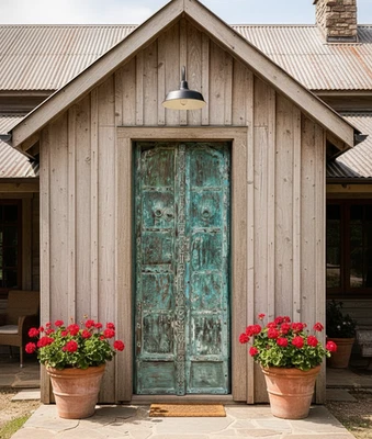 Porta Haveli antiga de madeira de teca autêntica lavagem azul pesada portas indianas antigas 82x32 - Imagem 1 de 4