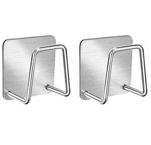 2/4x Adhesive Stainless Steel Sponge Holders Sink Caddy for Kitchen Accessories - Picture 1 of 13