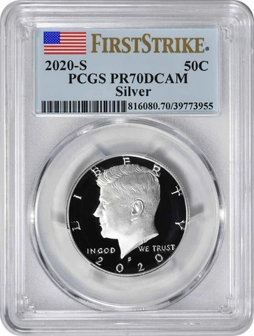 2020-S Kennedy Silver Half Dollar PR70DCAM First Strike PCGS Cover