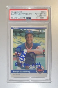 Darryl Strawberry Autograph Signed 1984 Fleer Rookie Card W/ 83 NL ROY - PSA 10  - Picture 1 of 2