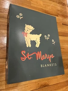 Vintage St Marys All Wool Blanket Camellia Pink Satin Trim Edge 87 X 75 NOS - Picture 1 of 6
