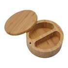 Wooden Salt and Pepper Holder with Rotating Magnetic Lids Easy to Use and Store
