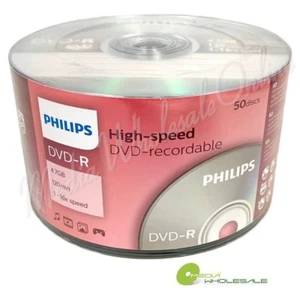 200 PHILIPS Blank 16X DVD-R DVDR Branded Logo 4.7GB Media Disc - Picture 1 of 3
