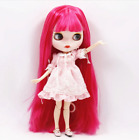 12"Blythe factory Nude Doll Red Straight Long Hair Joints Body 