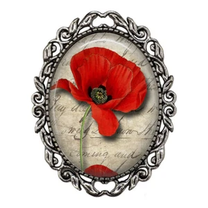 Broche superior de vidrio con flor de amapola roja pasador de las fuerzas armadas apoyo recuerdo - Imagen 1 de 4