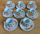8 Espresso Cups & Saucers "Mid Century Poppy" by Dotcomgiftshop Floral NEW