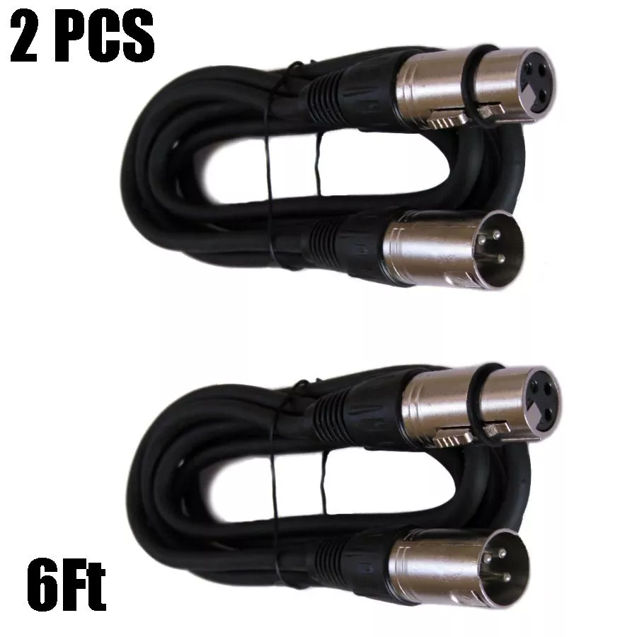 2x 6FT XLR PRO 3Pin Male to Female Mic Microphone Audio Shielded Extension Cable - Image 1 of 1