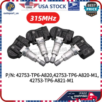 Sensor TPMS de 4 piezas para Honda Accord Crosstour 42753-TP6-A820-M1 42753-TP6-A821-M1 Foto 1 de 4