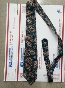 Polo Ralph Lauren Necktie Green Vintage 100% Silk Hand Made In The USA - Picture 1 of 6