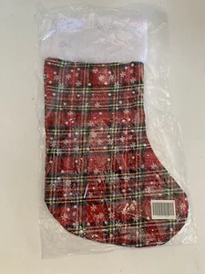Plaid Snowflake Christmas Stocking - Picture 1 of 4