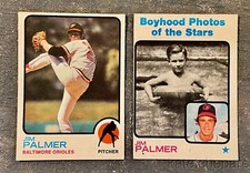 1973 TOPPS BASEBALL CARDS JIM PALMER 160 & BOYHOOD PHOTOS 341 BALTIMORE ORIOLES