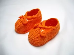 Babyschuhe Gr. 17 18 Häkelschuhe orange NEU - Bild 1 von 2