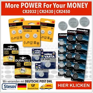 Duracell Varta Kodak Camelion Knopfzellen LR44 CR2032 CR2430 CR2450 Batterien - Bild 1 von 1