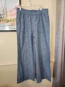St Johns Bay Hose weites Bein hoher Bund Leinen Chambray Large - Bild 1 von 2