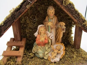 Presepe vintage Fontanini con scuderia Maria Giuseppe Gesù Bambino 5,5" Italia 28 - Foto 1 di 11