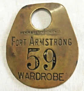 Antique Brass Fort Armstrong Wardrobe Tag #59 by Meyer & Wenthe, Chicago - Picture 1 of 3