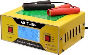 AUTTGINN 6/8/12/14/16/24V Car Battery Charger, 0-10 Amp, Intelligent Adjustable - Picture 1 of 6