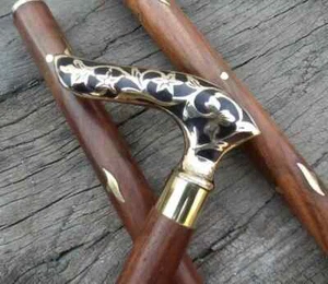 Bastón con mango de latón de diseño bastón de madera vintage regalo antiguo para hombre - Imagen 1 de 5