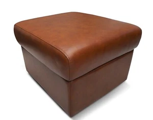 Braunes Echtleder Tabac Hocker mit Stauraum Sitzhocker Leder Pouf Sitzwürfel - Bild 1 von 7