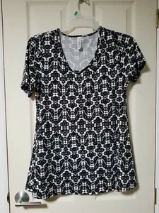 Top da donna LuLaRoe, taglia media nero bianco geometrico spandex poliestere - Foto 1 di 7