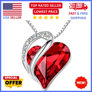 Infinity Heart Birthstone Necklace – Silver-Plated Pendant Gift for Women, Mom - Picture 1 of 5