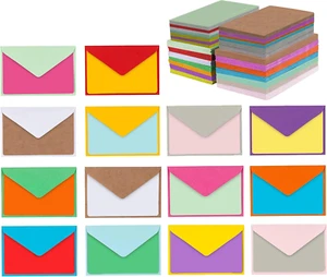 140 Mini Envelopes with Blank Note Cards, Assorted Colors 4"X 2.7" Small Colorfu - Picture 1 of 12