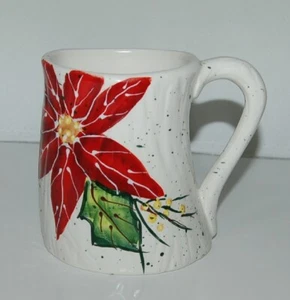 Bella Casa Ganz BC14545 White Mug Red Poinsettia Ceramic - Picture 1 of 5