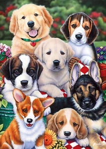 3D Lenticular Imagen Grupo de Cachorros Cabezas Perros Retrato Talla 39 x 29cm - Imagen 1 de 1