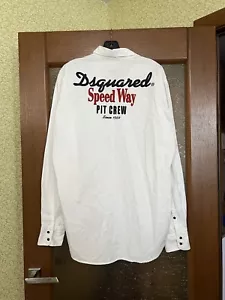DSQUARED 2 RARE MENS BIG LOGO CLASSIC WHITE COTTON SOLID SHIRT SIZE 50 - Picture 1 of 10