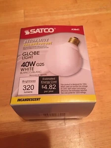 Satco A3641 40 Watt Light Bulb G25 Globe White 320 Lumens E26 Base 130V - Picture 1 of 6