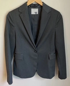 Anine Bing Womens Gray Blazer Jacket Sold As Is Faux Leather Trim Career Size S - Picture 1 of 8
