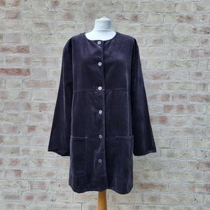 Gudrun Sjoden Jacket Womens XL Grey Purple Brushed Cotton Lagenlook Relaxed - Picture 1 of 15