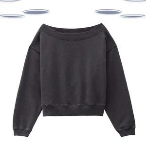 Ex Hush Damen Sweatshirt Schwarz Bio Baumwolle Schulterfrei Langarm (Defekt) - Bild 1 von 5