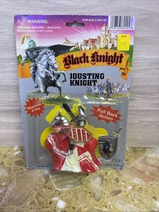 Vtg NOS Black Knight Jousting Knight Free Wheeling Plastic Toy Display Figure - Picture 1 of 2